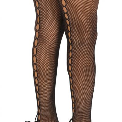 Fishnet Stockings w Front & Back Holes, Black